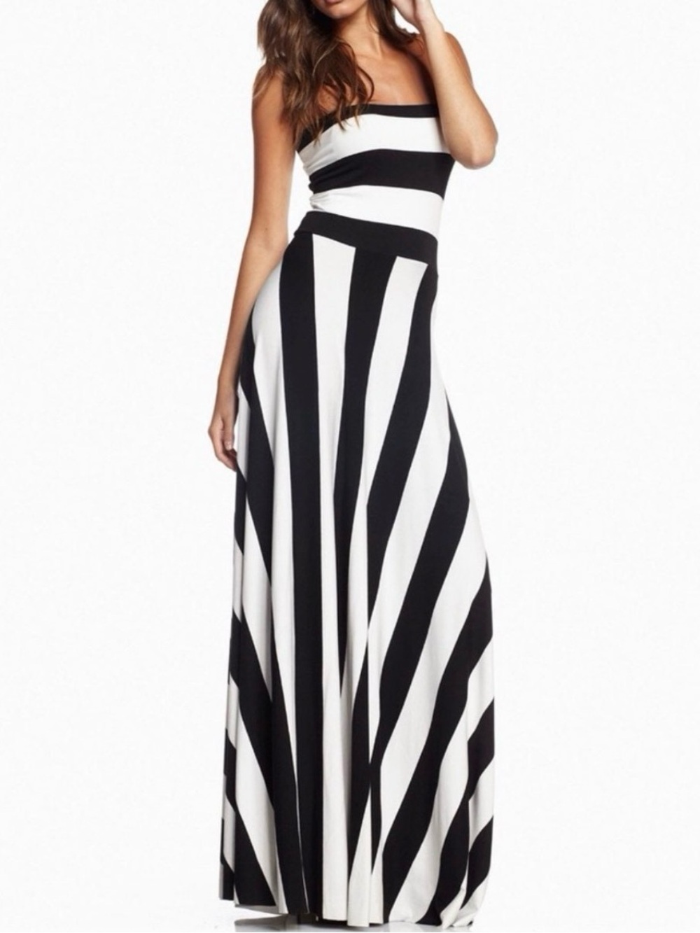 Elan Black and White Strapless Maxi Dress